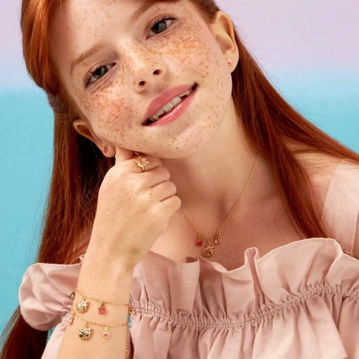Imagem de ANEL KIDS ONÇA ESMALTADO ROSA BANHADO A OURO