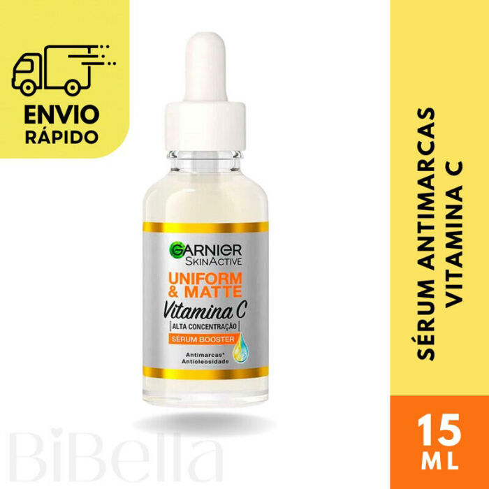 Imagem de Vitamica C Sérum Facial Antimarcas Garnier Uniform Matte 15ml - Antioleosidade Clareador Hidratante