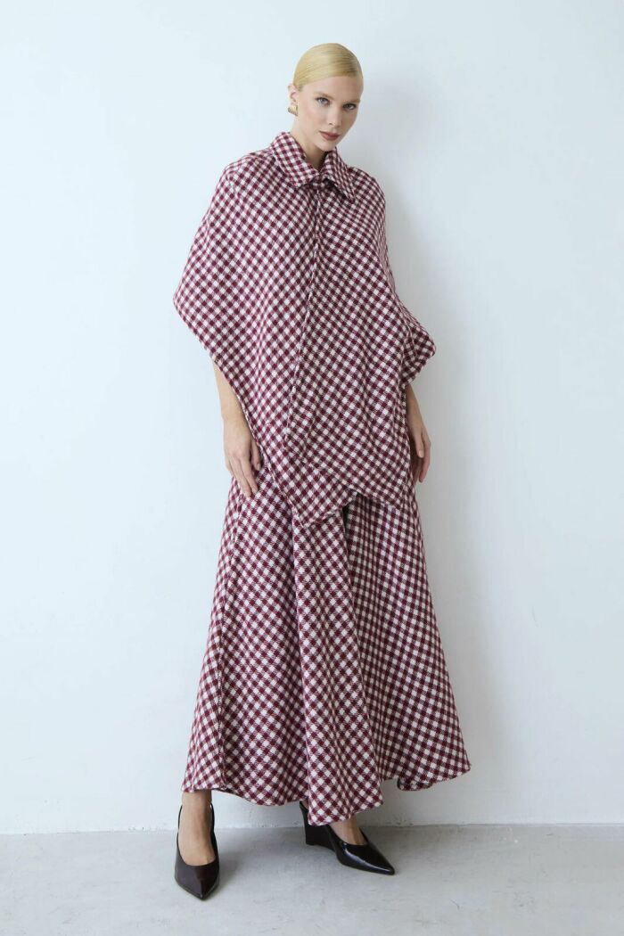 Imagem de Blusa Manga Curta Poncho Gola Tradicional Transpassado Vinho Zen