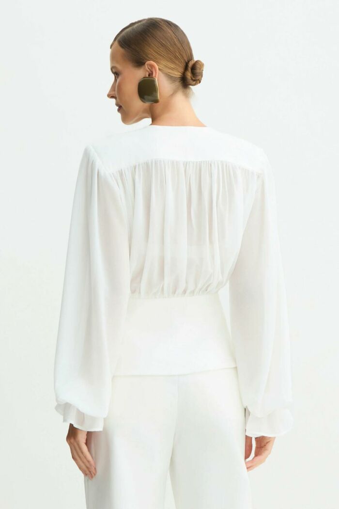 Imagem de Blusa Manga Longa Com Transparência e Acinturada Off White Zen