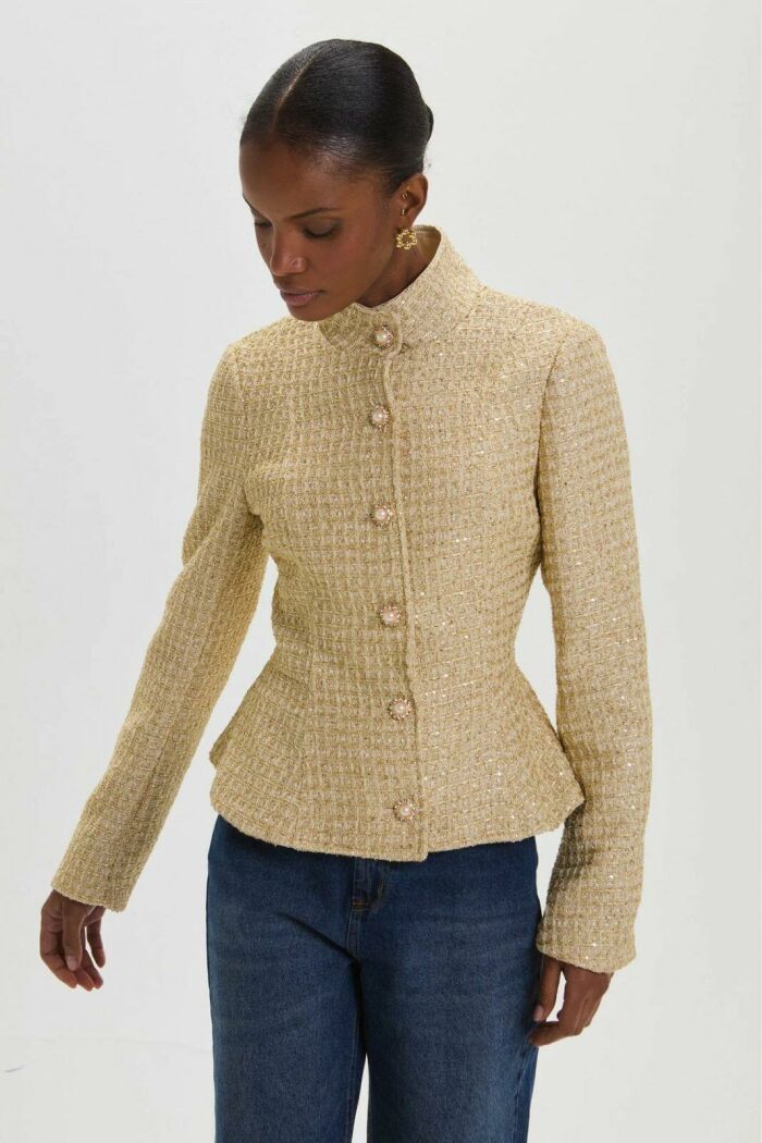 Imagem de Casaco Poly Golden Tweed Le Blog