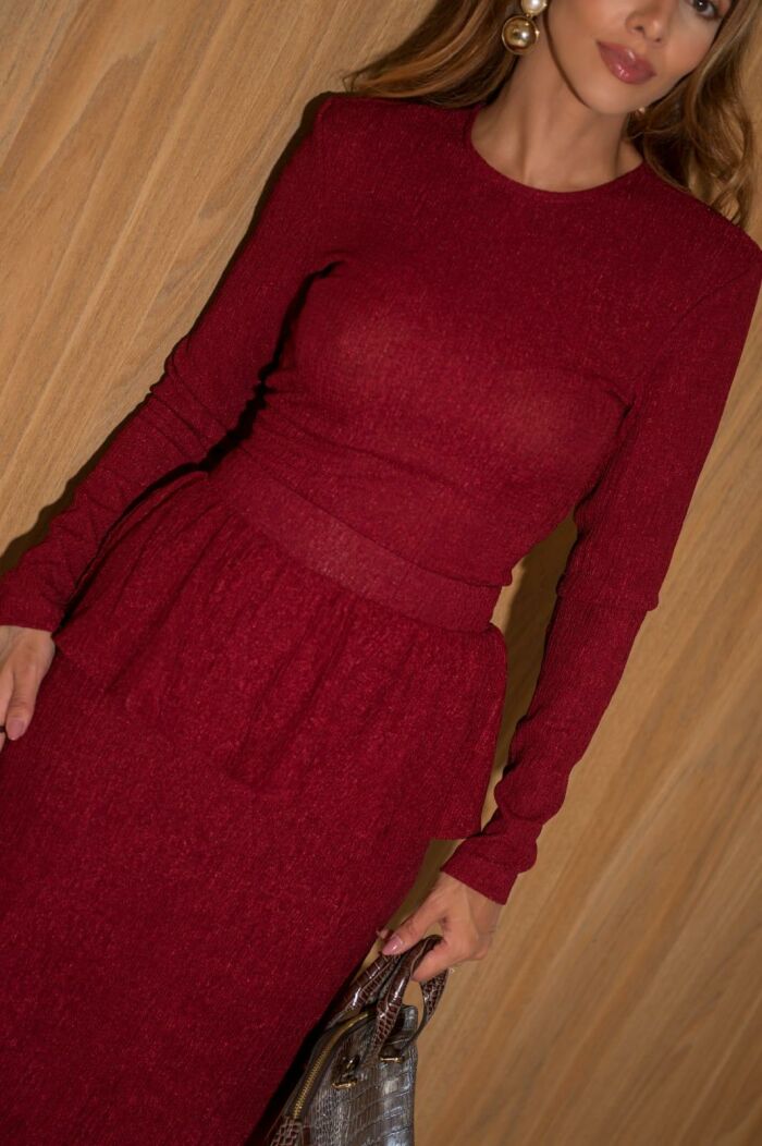 Imagem de Conjunto Blusa e Saia Vinho Olívia
