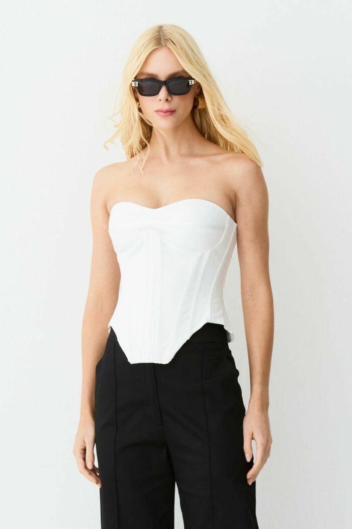 Imagem de Cropped Tomara Que Caia Barbatanas Pespontadas Off White Zen