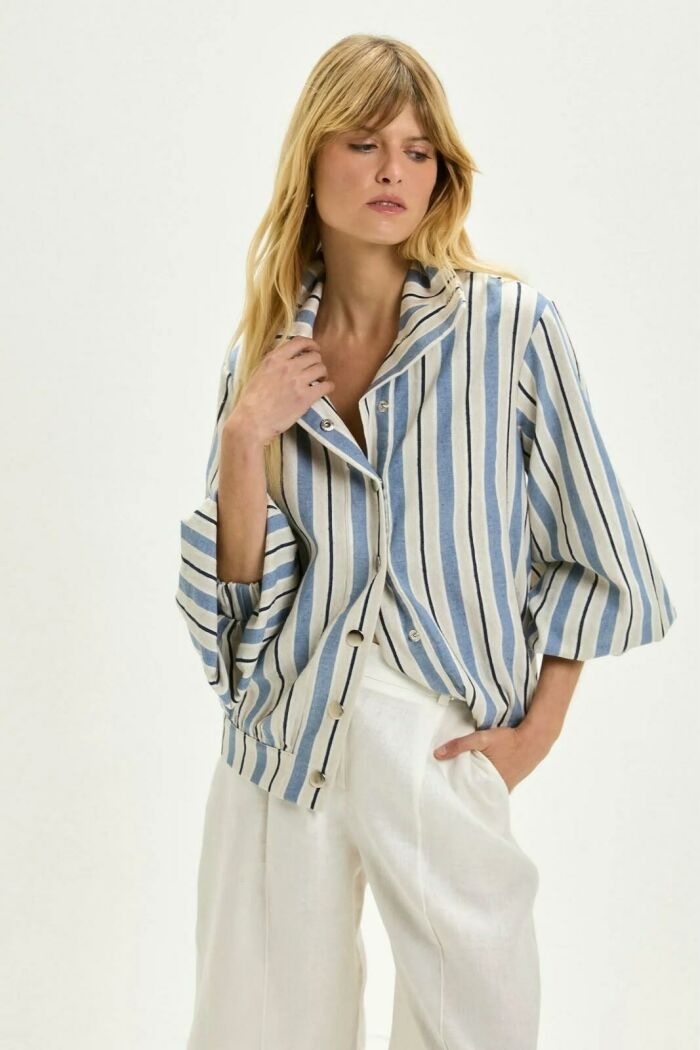 Imagem de Jaqueta Glaucia Listrado Denim Le Blog