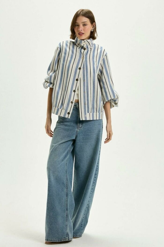 Imagem de Jaqueta Glaucia Listrado Denim Le Blog