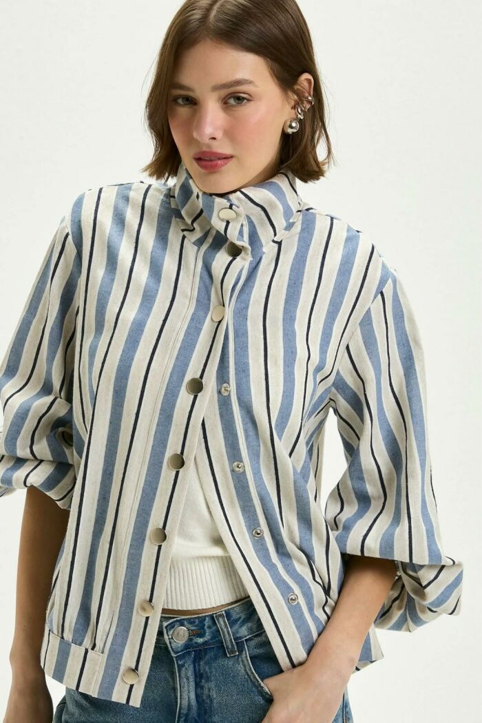 Imagem de Jaqueta Glaucia Listrado Denim Le Blog