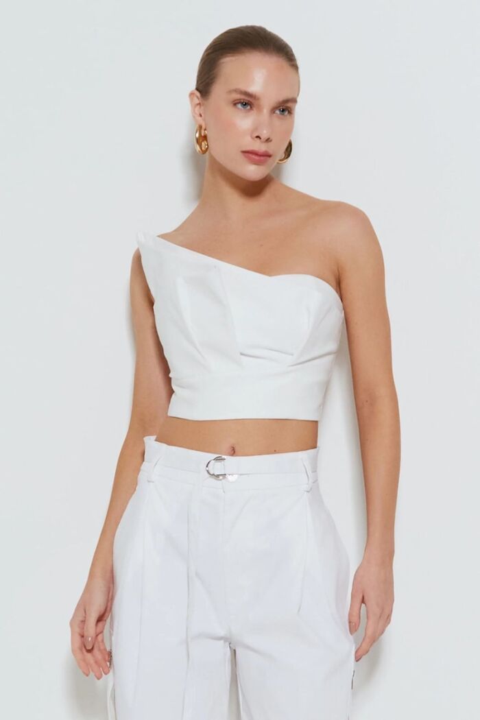Imagem de Cropped Tomara Que Caia Com Sobreposição Shell Off White Zen