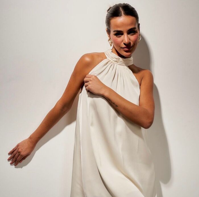 Imagem de Vestido Gola Com Amarração Off White Mais Um