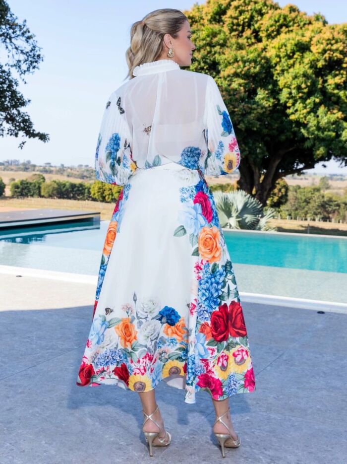 Imagem de Conjunto Chiffon E Alfaiataria Estampa Floral Luzia Fazzolli