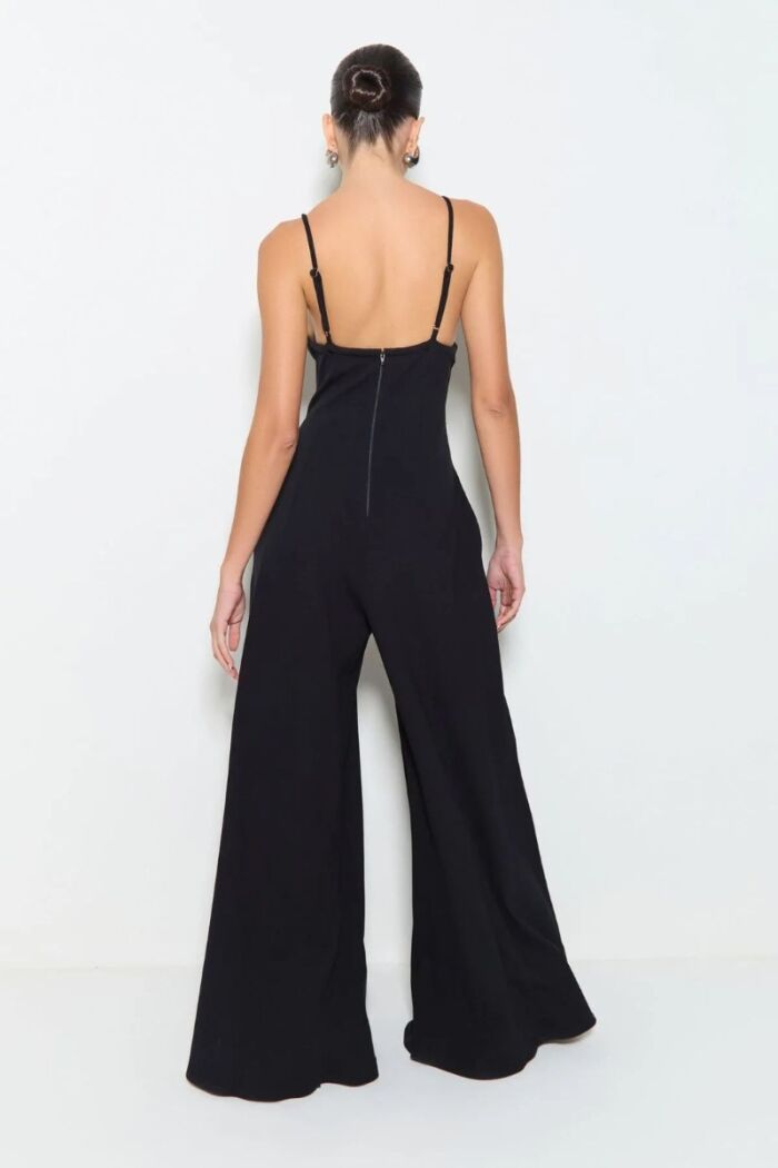 Imagem de Macacão de Alça Fina Com Zíper de Metal Frontal Preto Zen