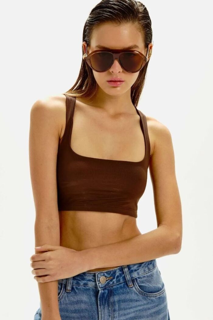 Imagem de Top Melina Marrom Coffe Le Blog