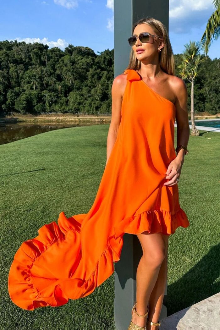 Imagem de Vestido Curto Um Ombro Só Com Amarração Zen