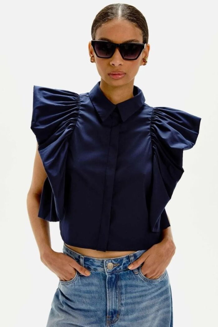 Imagem de Camisa Lígia Azul Marinho Le Blog