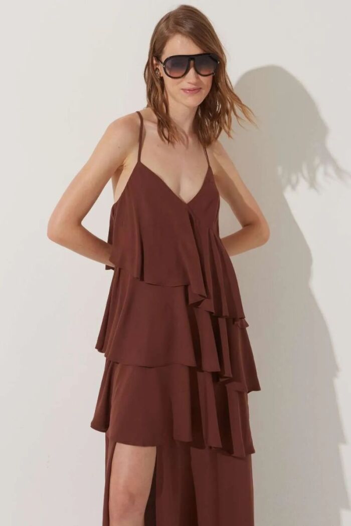Imagem de Vestido Longo Amora Marrom Ganache Le Blog