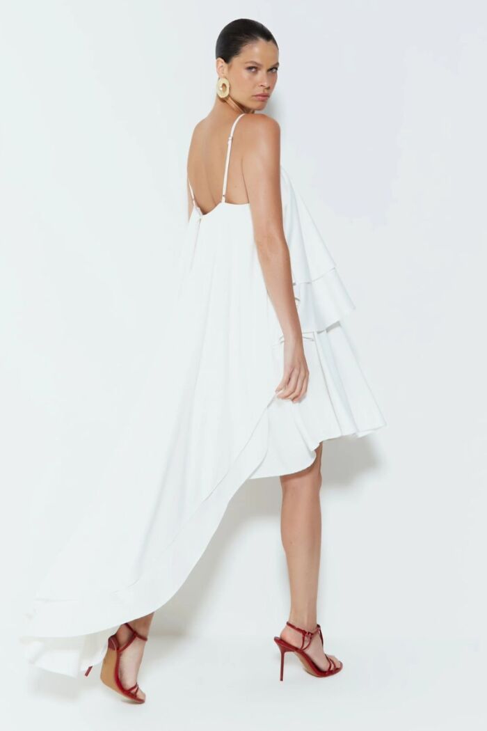 Imagem de Vestido Mullet Com Babados E Alça Fina Off White Zen