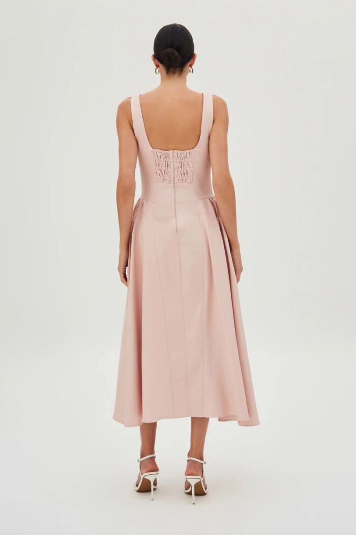 Imagem de Vestido Mídi Com Saia Estruturada E Ampla Rosê Zen