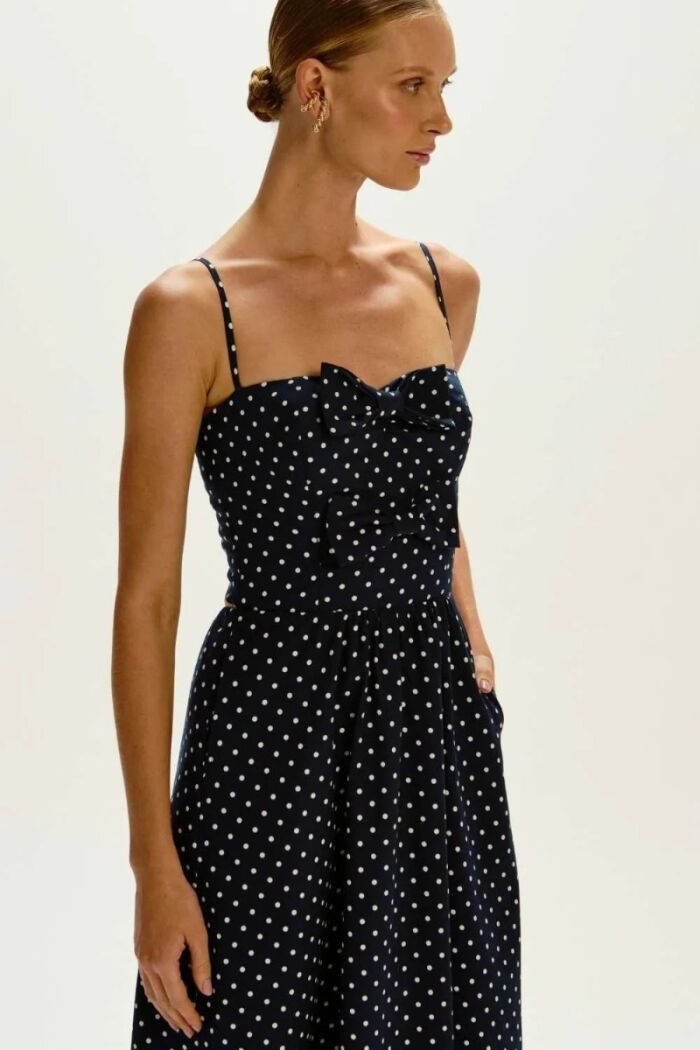 Imagem de Vestido Mídi Madalena Azul Marinho Dot Le Blog