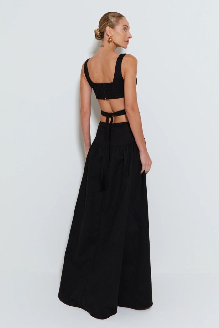 Imagem de Vestido Longo Saia Com Amarração Costas Preto Zen