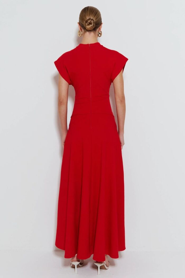 Imagem de Vestido Longo Com Manga Ampla E Saia Rodada Vermelho Zen