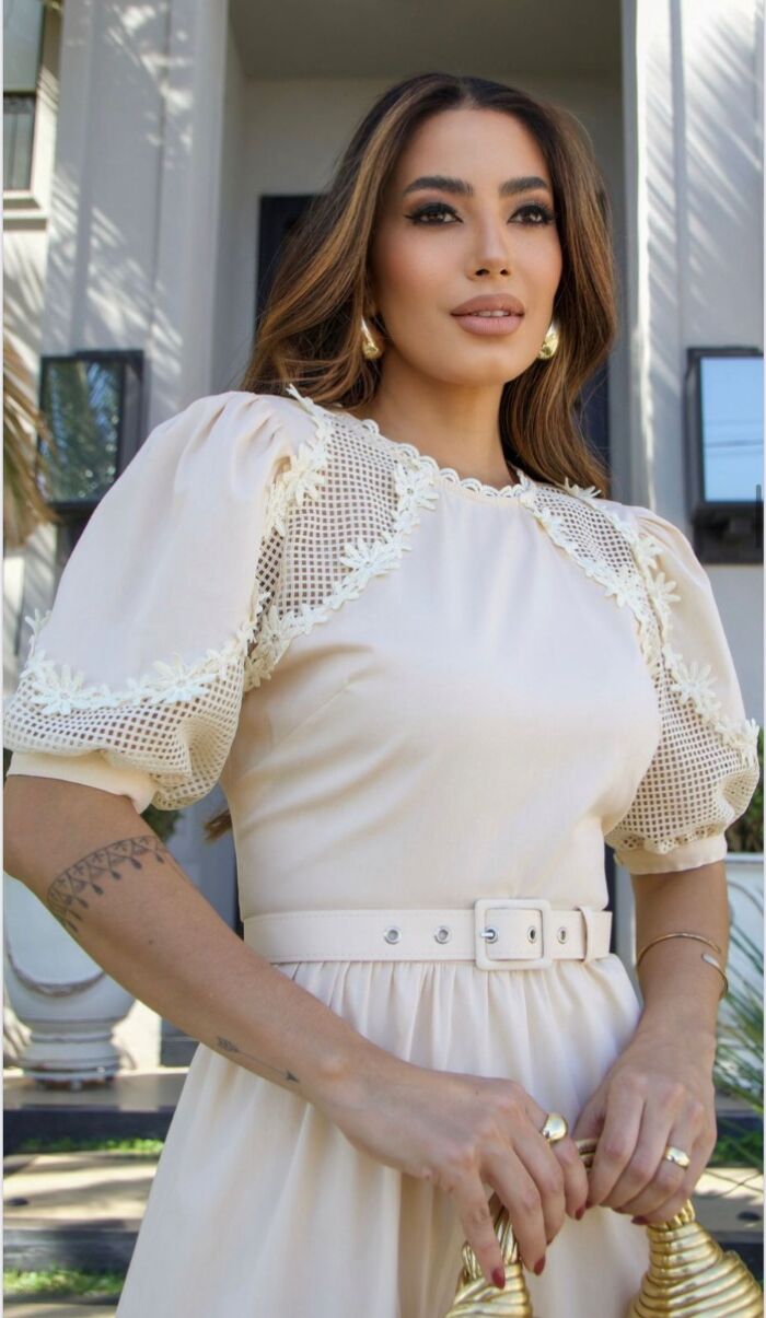 Imagem de Vestido Alfaiataria Detalhe Tela Luzia Fazzolli