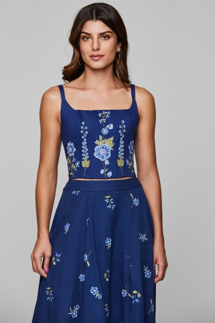 Imagem de Flávia Saia Mídi Bordada Marie Mercié