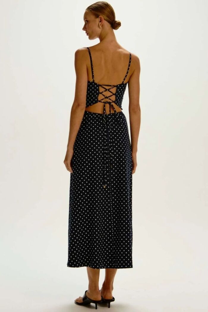 Imagem de Vestido Mídi Madalena Azul Marinho Dot Le Blog