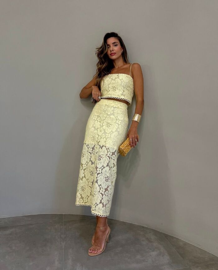 Imagem de Conjunto Renda Amarelo Claro Olívia