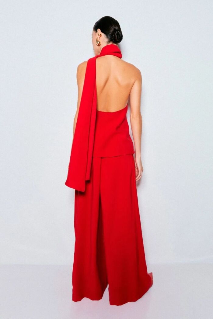 Imagem de Calça Pantalona Alfaiataria Com Duas Pregas Frente Vermelha Zen