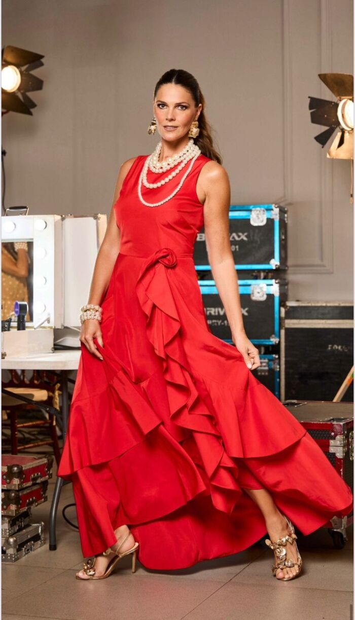 Imagem de Vestido Tafetá Com Babado e Flor Luzia Fazzolli