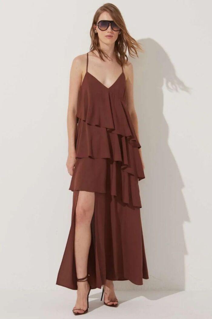 Imagem de Vestido Longo Amora Marrom Ganache Le Blog