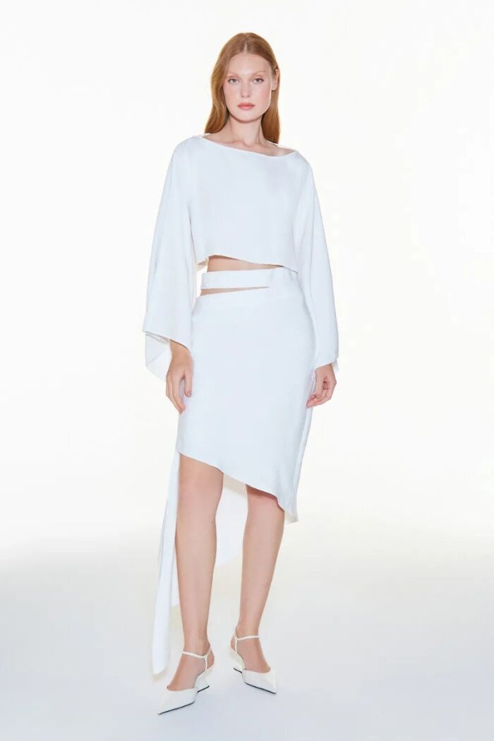 Imagem de Saia Curta Cós Duplo Off White Zen