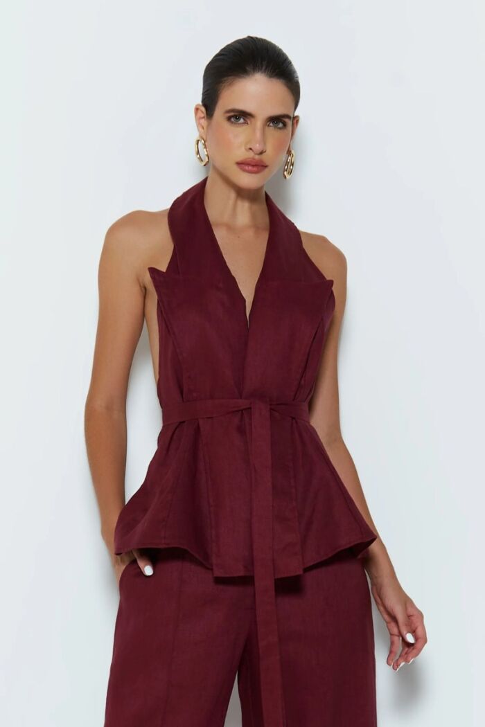 Imagem de Colete Frente Única Com Faixa Vinho Zen