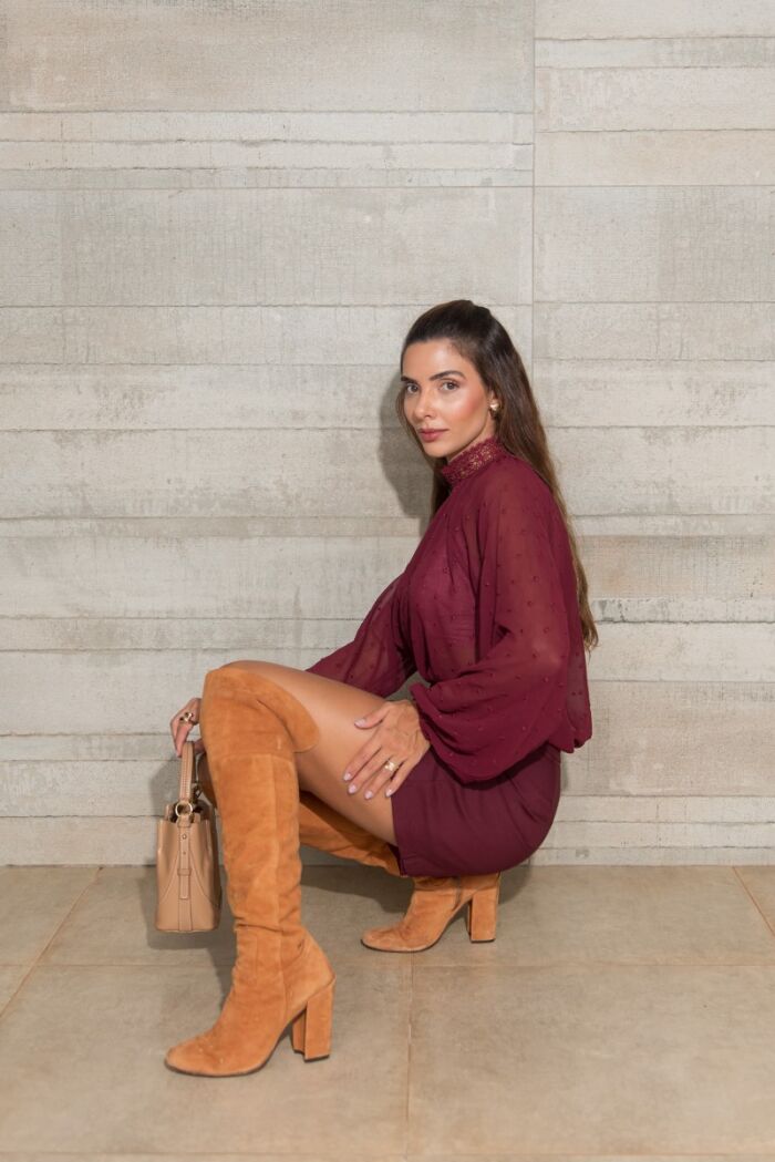 Imagem de Short Saia Botões Vinho Olívia