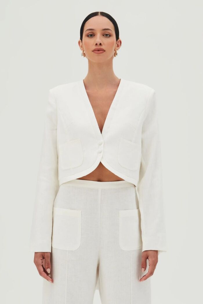 Imagem de Blazer Curto Com Bolsos Frontais Branco Zen