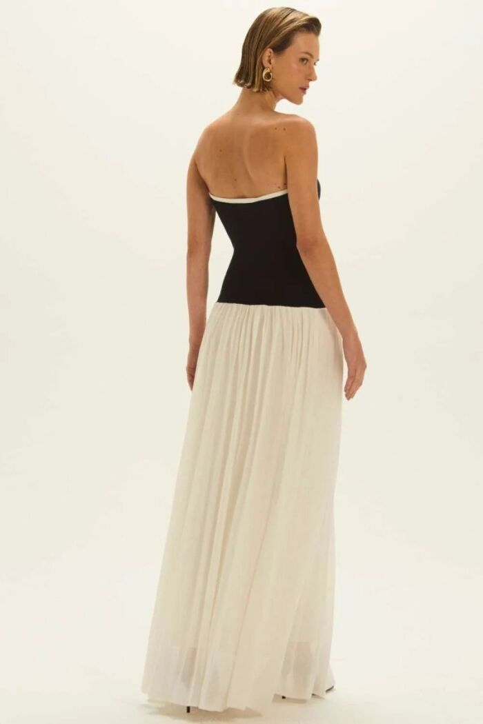 Imagem de Vestido Débora Azul Marinho e Off White Le Blog