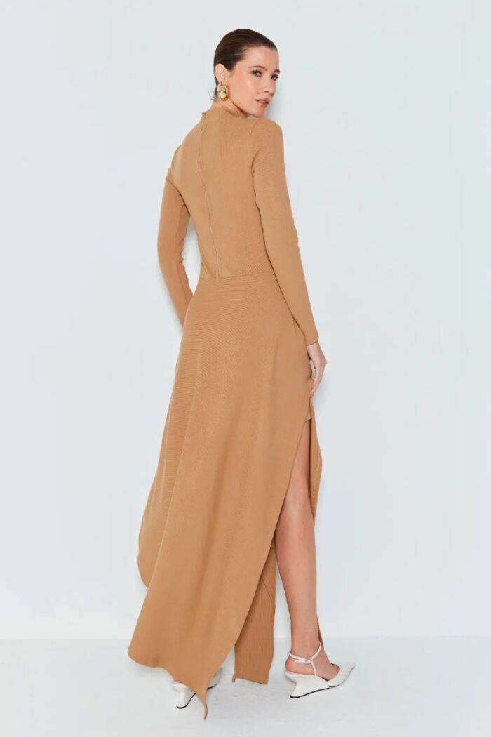 Imagem de Vestido Mídi Com Amarração Frontal Kaki Zen