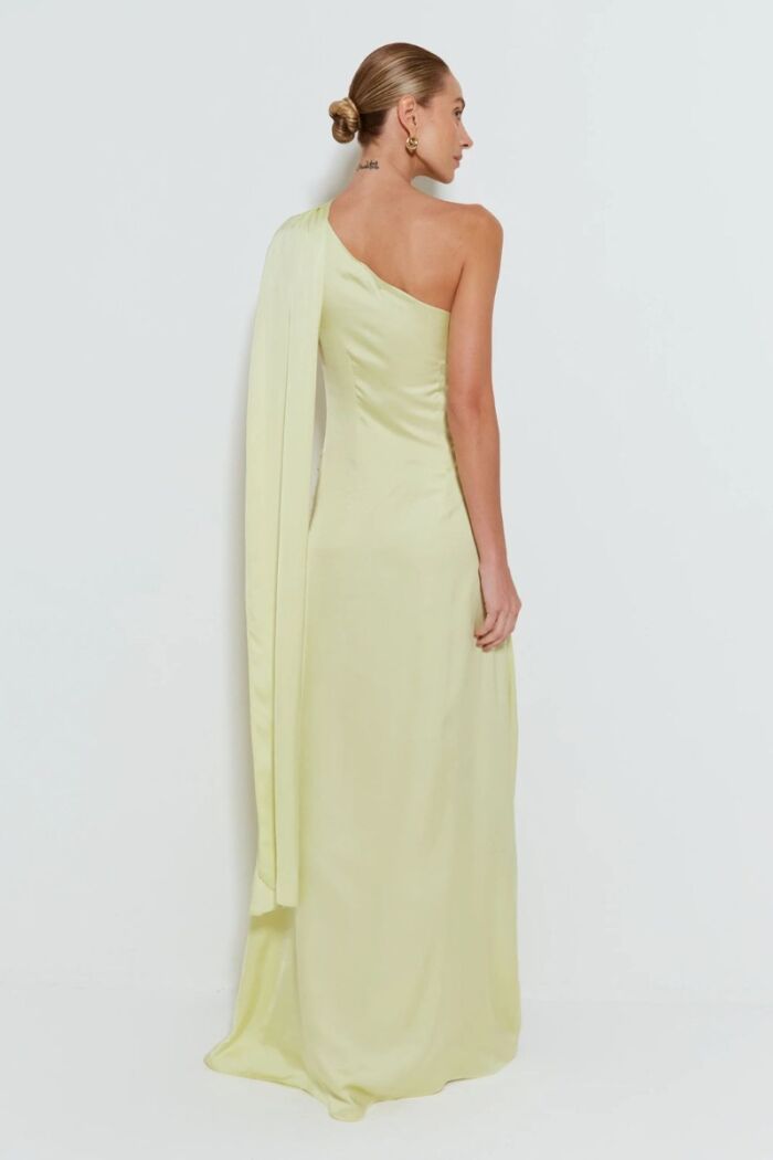 Imagem de Vestido Longo Um Ombro Só Com Drapeado Frontal E Faixa Lemon Zen