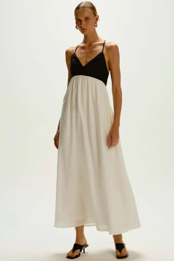 Imagem de Vestido Luiza Off White Com Preto Le Blog