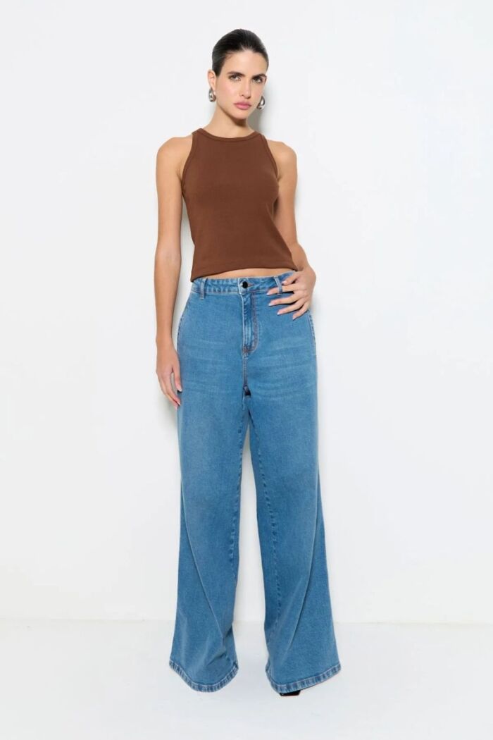 Imagem de Regata Longa Decote Nadador Marrom Zen