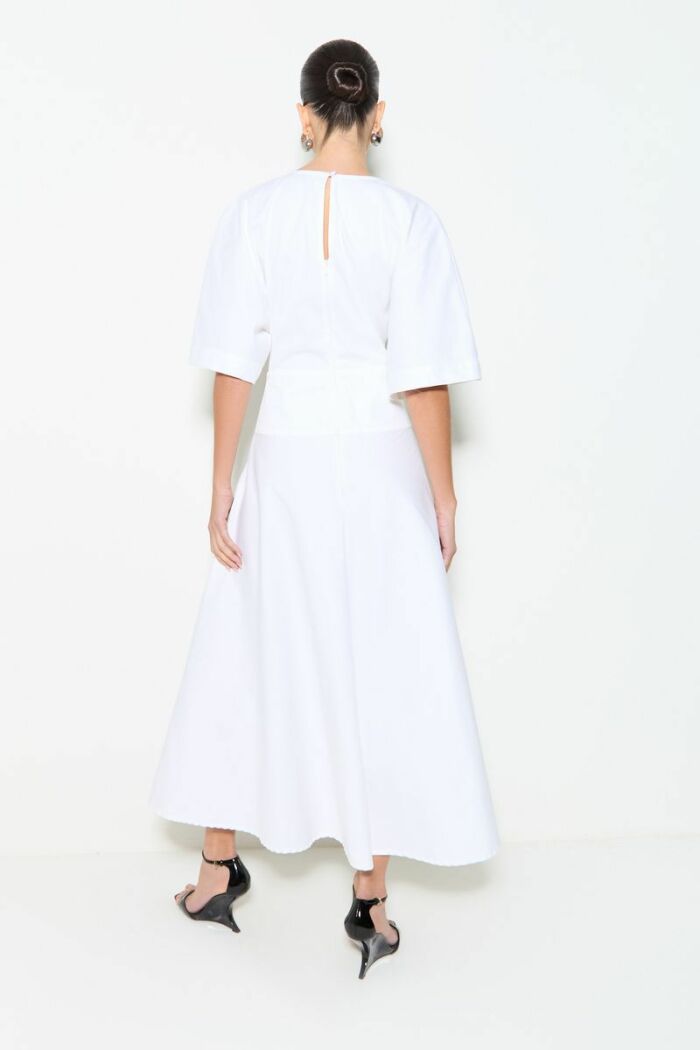 Imagem de Vestido Mídi Com Zíper De Metal e Manga Ampla Off White Zen