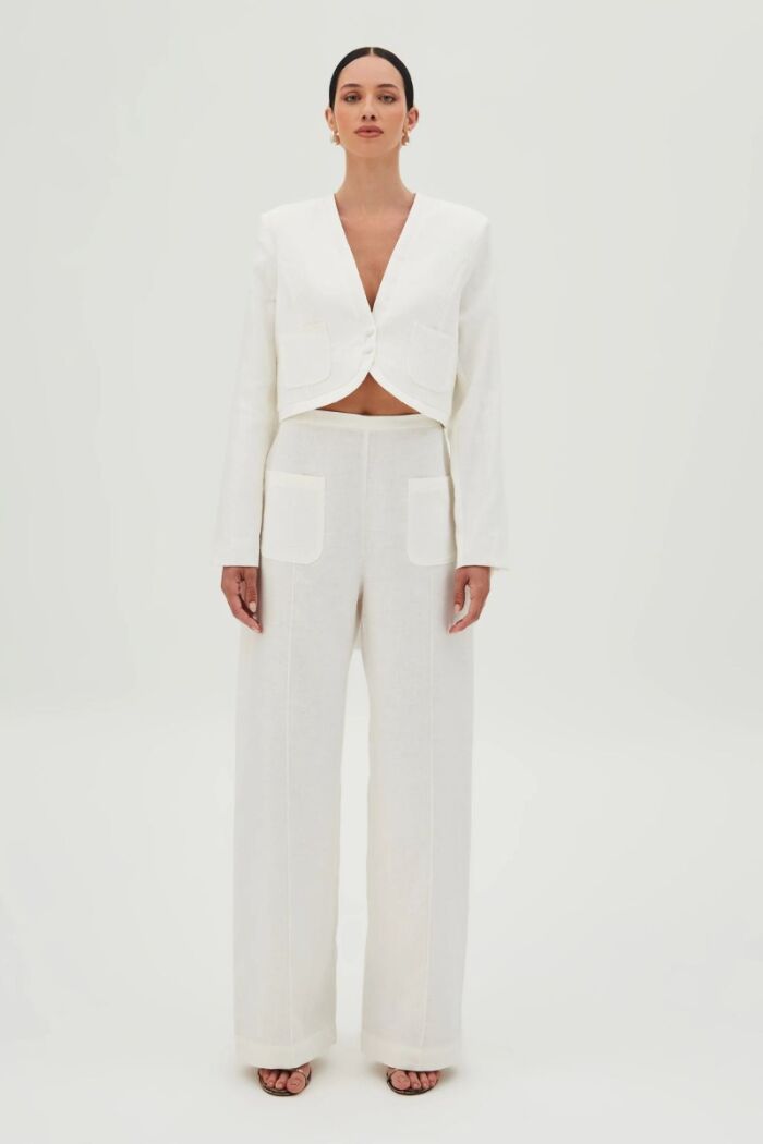 Imagem de Blazer Curto Com Bolsos Frontais Branco Zen