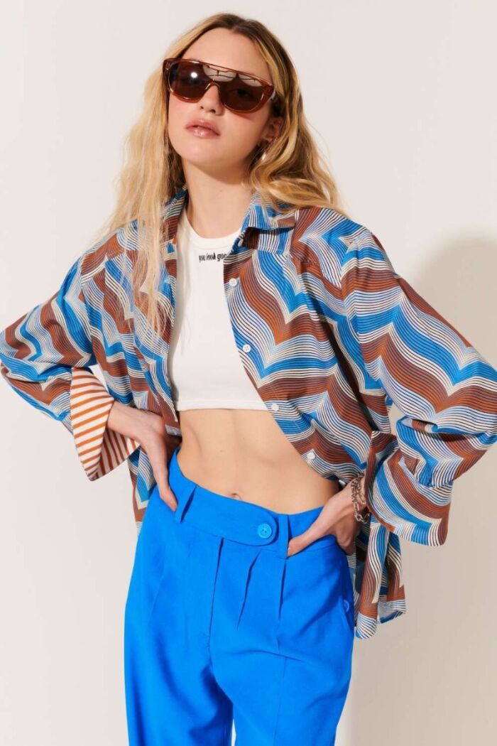 Imagem de Camisa Matilde Estampa Gráfica Azul Le Blog