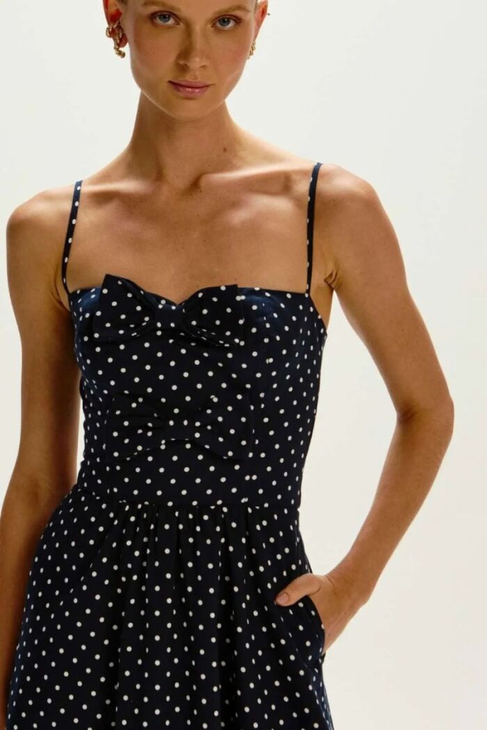 Imagem de Vestido Mídi Madalena Azul Marinho Dot Le Blog