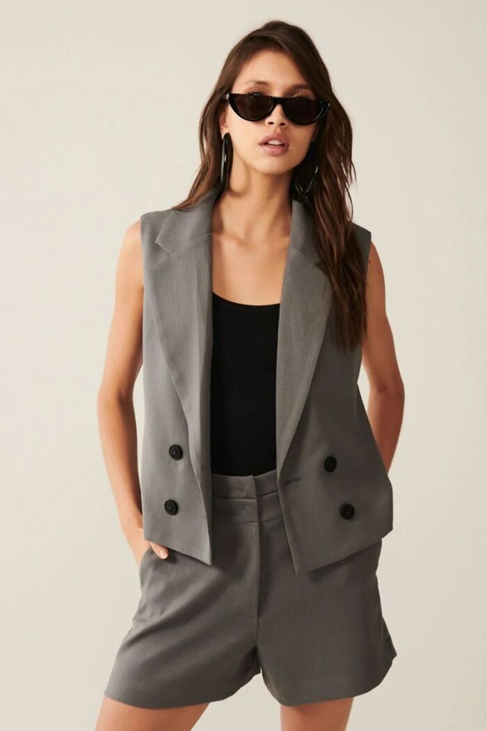 Imagem de Short Fabi Cinza Stone Le Blog