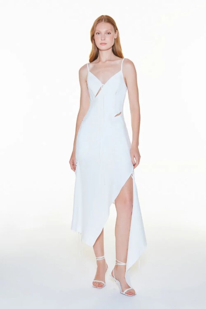 Imagem de Vestido Mídi Recortes Com Amarração Off White Zen