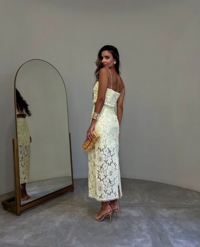 Imagem de Conjunto Renda Amarelo Claro Olívia