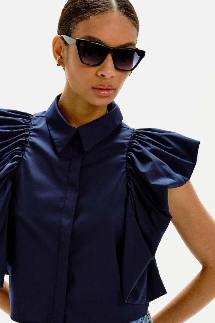 Imagem de Camisa Lígia Azul Marinho Le Blog