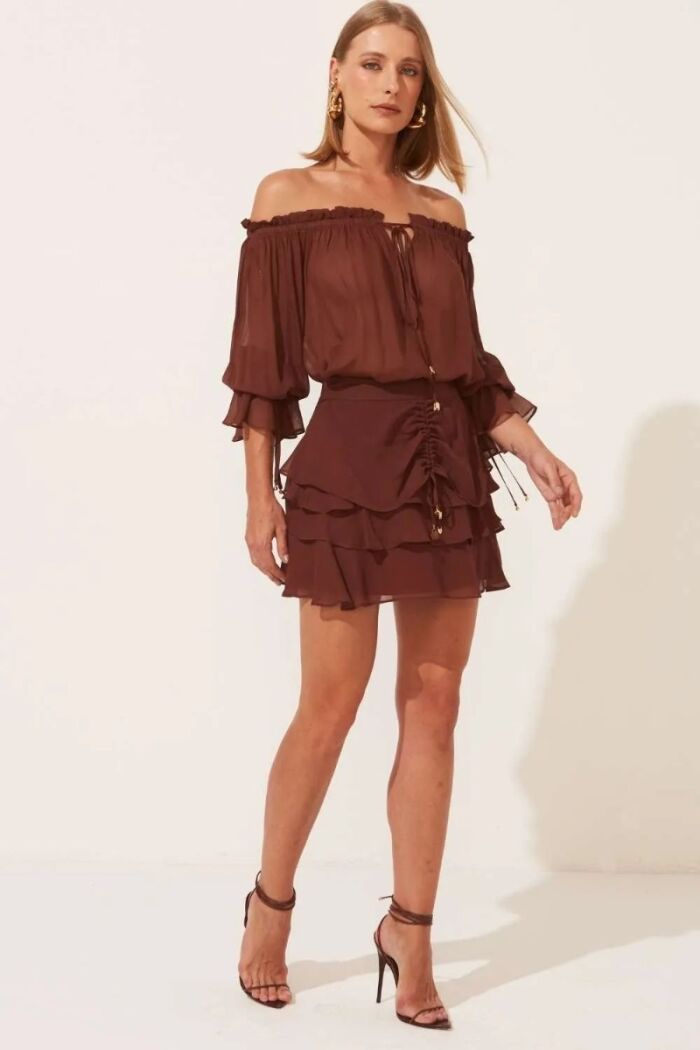 Imagem de Saia Fiorela Marrom Ganache Le Blog