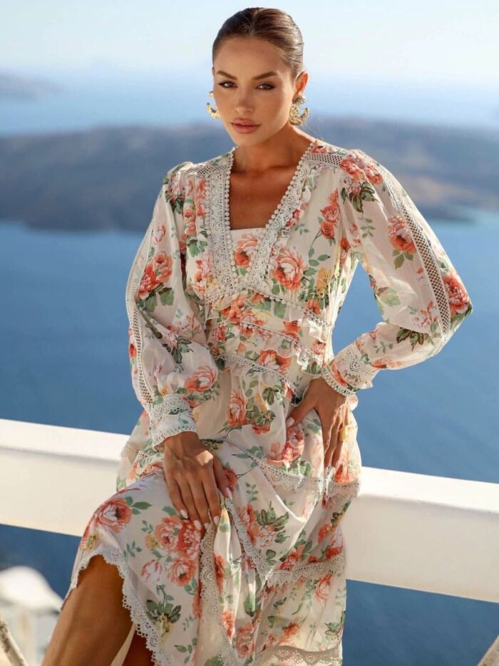 Imagem de Vestido Chiffon Com Entremeios Luzia Fazzolli