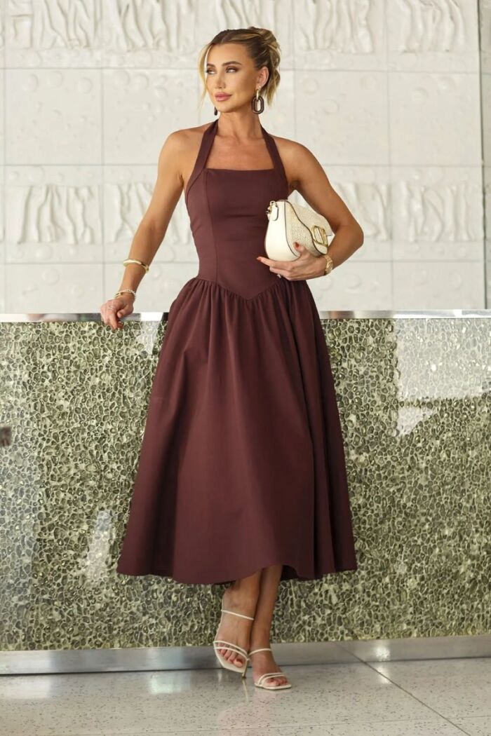 Imagem de Vestido Mídi AMarração Pescoço e Barra Rodada Zen